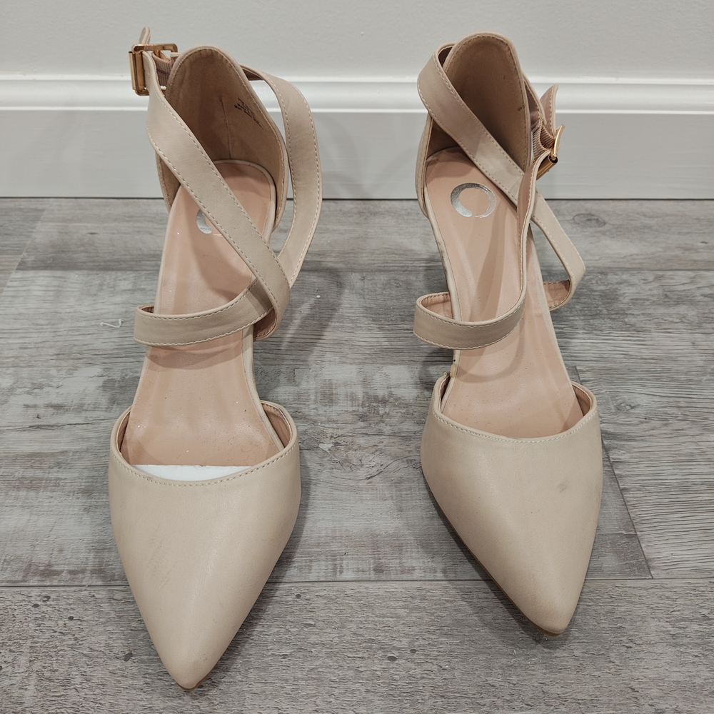 Elegant Beige Strappy Women's Heels